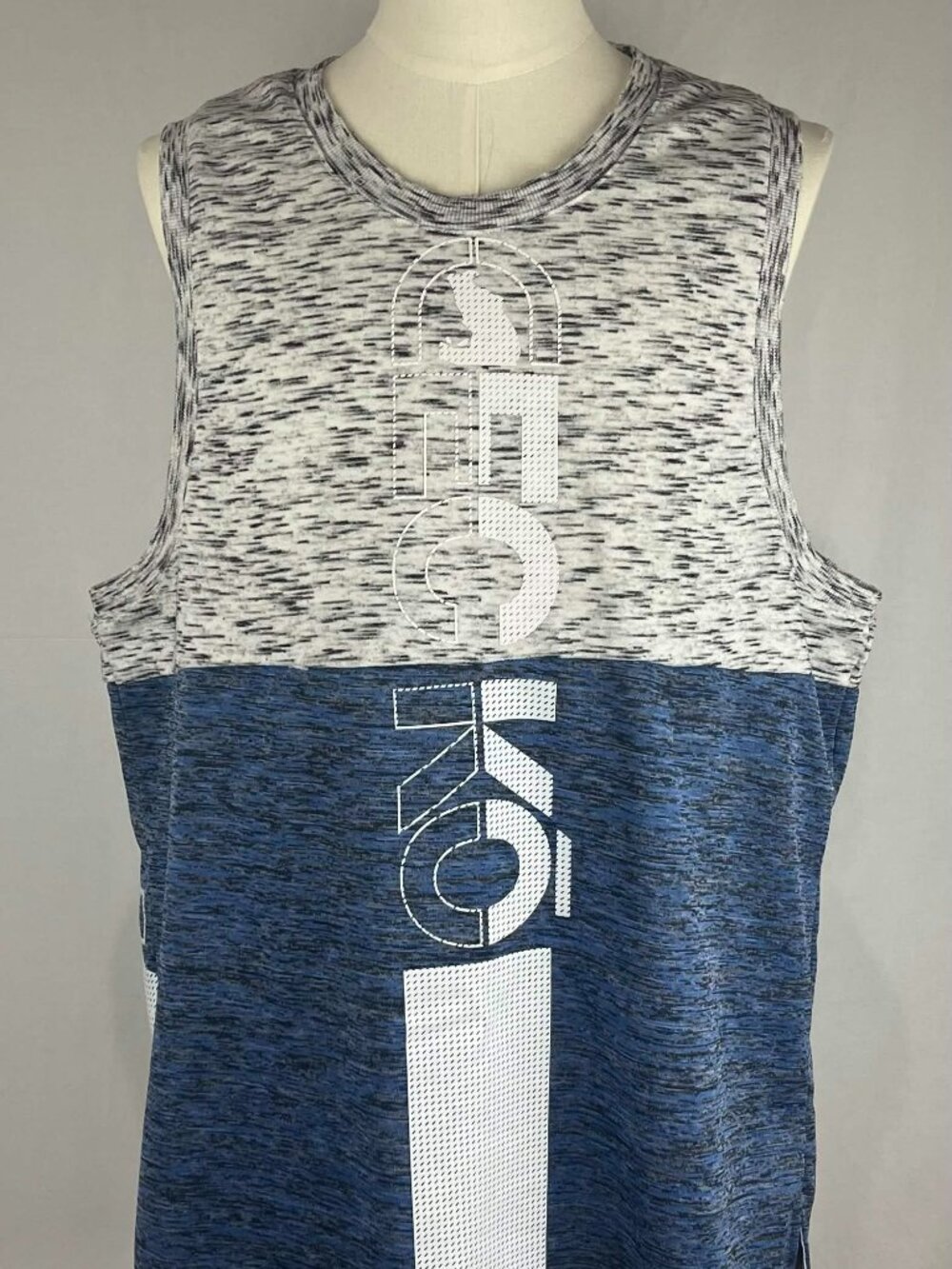 EUC Ecko Function Mens Blue Gray Space Dye Mesh Tank Top Sleeveless Shirt 2XL
